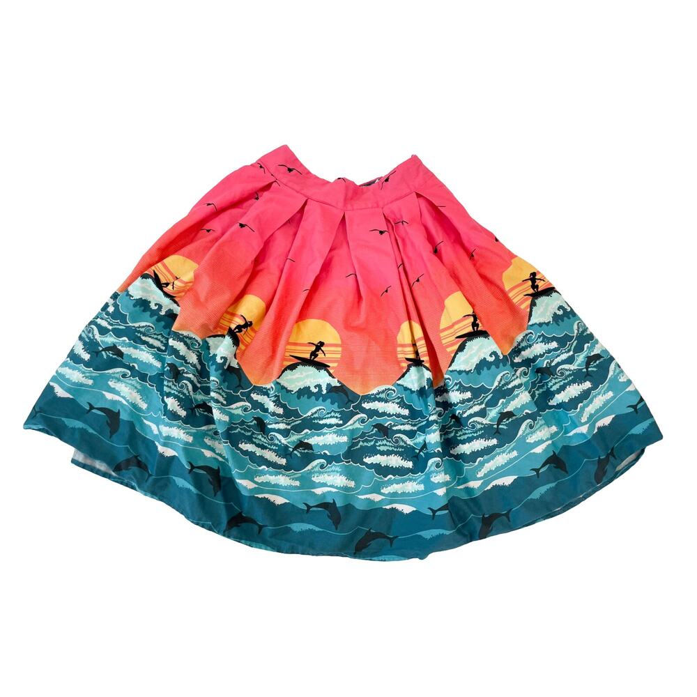 Sunset Surfer Skirt A-Line Art to wear Retro Pleated Dressever S